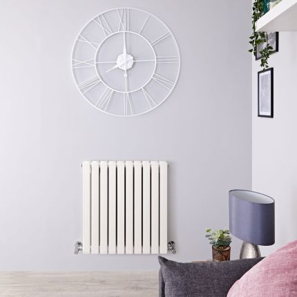 Sloane - White Horizontal Double Flat-Panel Designer Radiator - 25" x 23.5"