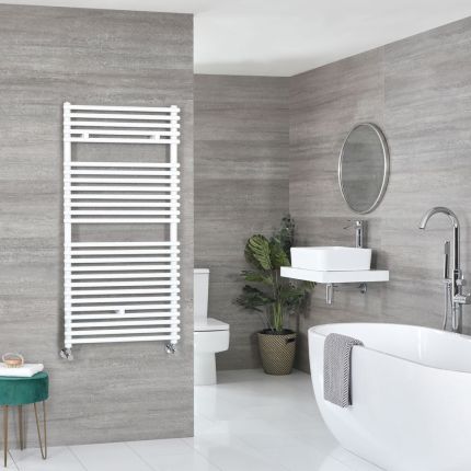 Arno - White Hydronic Bar On Bar Towel Warmer - 46 7/8” x 23 5/8”