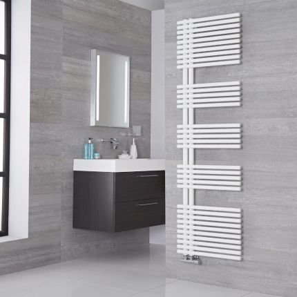 Iseo - Mineral White Hydronic Designer Towel Warmer - 67" x 19.75"