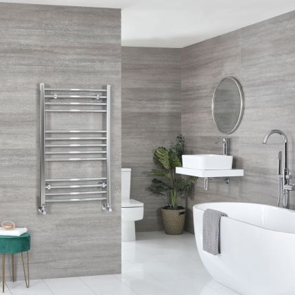 Kent - Chrome Hydronic Curved Towel Warmer - 39 3/8” x 23 5/8”