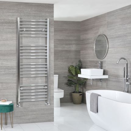 Kent - Chrome Hydronic Curved Towel Warmer - 63” x 23 5/8”