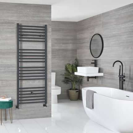 Kent - Anthracite Hydronic Flat Towel Warmer - 63" x 23 5/8”