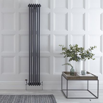 Regent - Anthracite Vertical 3-Column Traditional Cast-Iron Style Radiator - 70.75" x 11.5"