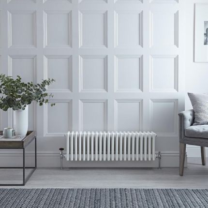 Regent - White Horizontal 4-Column Traditional Cast-Iron Style Radiator - 11.75" x 39.75"