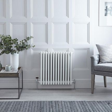 Regent - White Horizontal 4-Column Traditional Cast-Iron Style Radiator - 23.5" x 23.75"