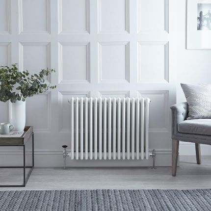 Regent - White Horizontal 4-Column Traditional Cast-Iron Style Radiator - 23.5" x 31"