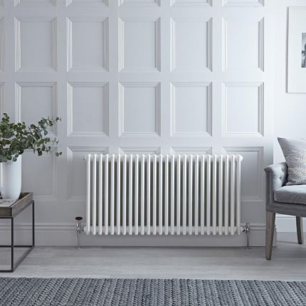 Regent - White Horizontal 4-Column Traditional Cast-Iron Style Radiator - 23.5" x 46.75"