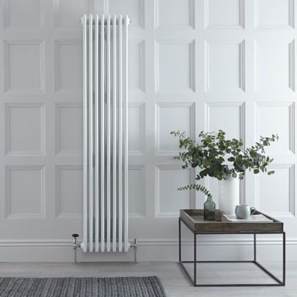 Regent - White Vertical 4-Column Traditional Cast-Iron Style Radiator - 70.75" x 15"