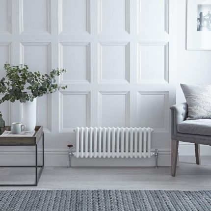 Regent - White Horizontal 3-Column Traditional Cast-Iron Style Radiator - 11.75" x 23.75"