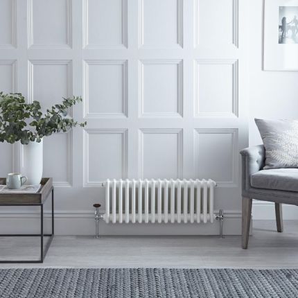 Regent - White Horizontal 3-Column Traditional Cast-Iron Style Radiator - 11.75" x 31"