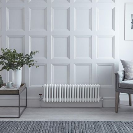 Regent - White Horizontal 3-Column Traditional Cast-Iron Style Radiator - 11.75" x 39.75"