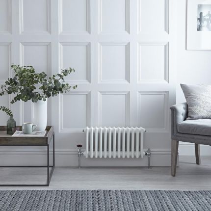 Regent - White Horizontal 2-Column Traditional Cast-Iron Style Radiator - 11.75" x 23.75"