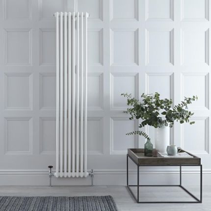 Regent - White Vertical 2-Column Traditional Cast-Iron Style Radiator - 70.75" x 15"