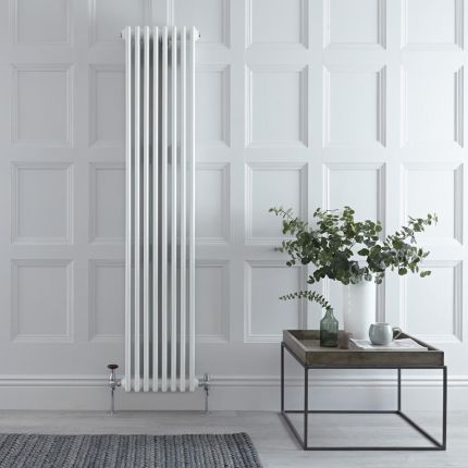 Regent - White Vertical 3-Column Traditional Cast-Iron Style Radiator - 70.75" x 15"