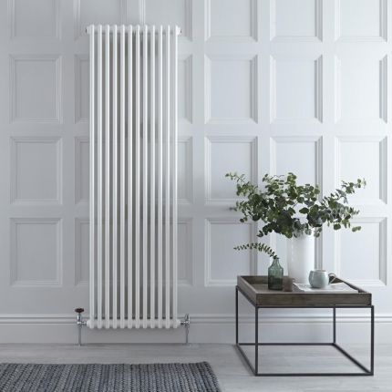 Regent - White Vertical 3-Column Traditional Cast-Iron Style Radiator - 70.75" x 22"