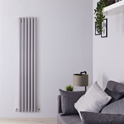 Revive - Silver Vertical Double-Panel Designer Radiator - 70.75" x 14"