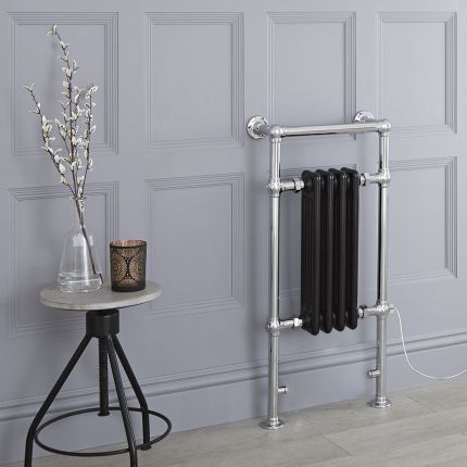 Marquis Electric - Black Traditional Plug-In Heated Towel Warmer - 36.75" x 17.75"