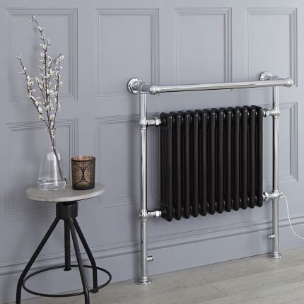 Marquis Electric - Black Traditional Plug-In Heated Plug-In Towel Warmer with Drying Rail - 36.75" x 31.25"