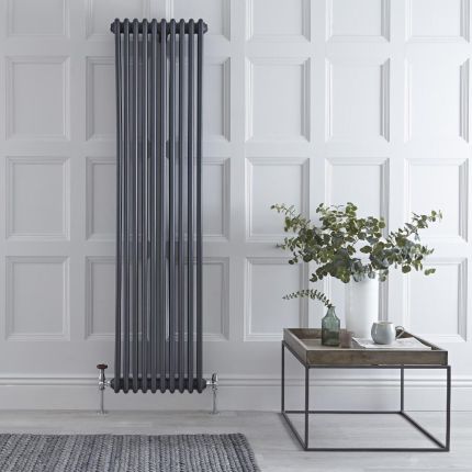 Regent - Anthracite Vertical 3-Column Traditional Cast-Iron Style Radiator - 70.75" x 18.5"
