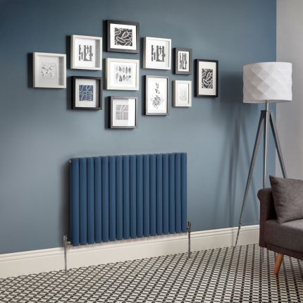 Revive - Dark Blue Horizontal Double-Panel Designer Radiator - All Sizes
