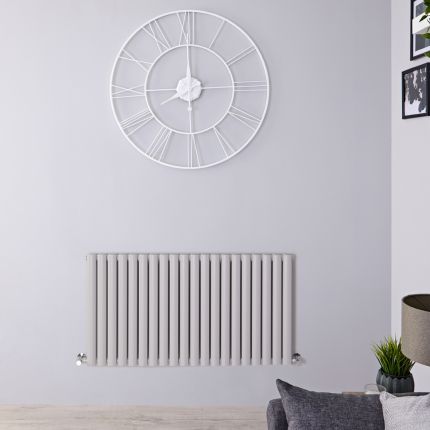 Revive - Light Gray Horizontal Double-Panel Designer Radiator - 25" x 46.5"