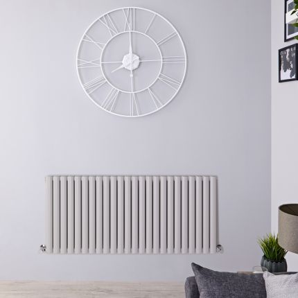 Revive - Light Gray Horizontal Double-Panel Designer Radiator - 25" x 55.75"