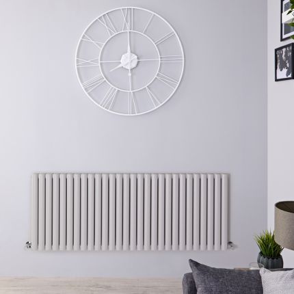 Revive - Light Gray Horizontal Double-Panel Designer Radiator - 25" x 64.75"