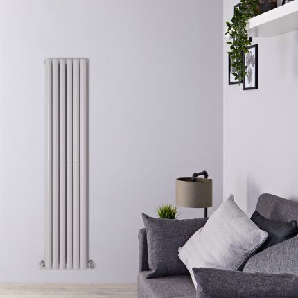 Revive - Light Gray Vertical Double-Panel Designer Radiator - 70" x 14"