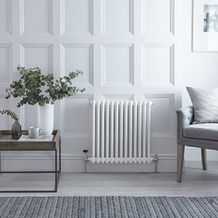 Regent - White Horizontal 2-Column Traditional Cast-Iron Style Radiator - 23.5" x 23.75"