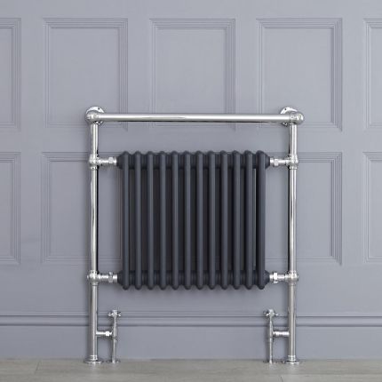 Marquis - Anthracite Traditional Heated Towel Warmer with Drying Rail - 36.75" x 31.25"