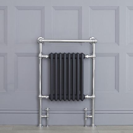 Marquis - Anthracite Traditional Heated Towel Warmer with Drying Rail - 36.75" x 24.5"
