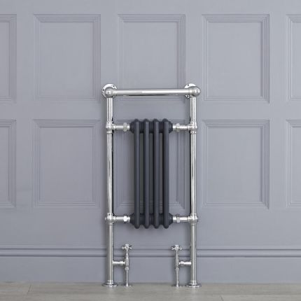Marquis - Anthracite Traditional Heated Towel Warmer with Drying Rail - 36.75" x 17.75"