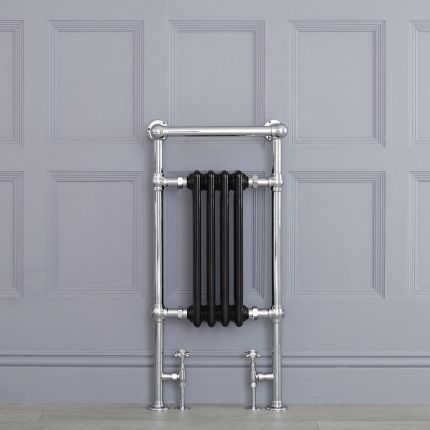 Marquis - Black Traditional Heated Towel Warmer with Drying Rail - 36.75" x 17.75"