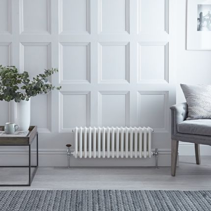Regent - White Horizontal 2-Column Traditional Cast-Iron Style Radiator - 11.75" x 31"