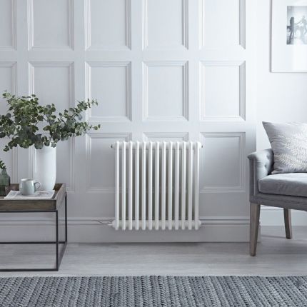 Regent Electric - White Horizontal 3-Column Traditional Cast-Iron Style Plug-In Radiator - 23.5" x 24"