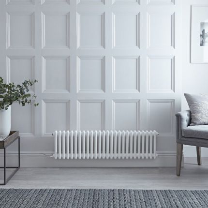 Regent Electric - White Horizontal 2-Column Traditional Cast-Iron Style Plug-In Radiator - 11.75" x 47"