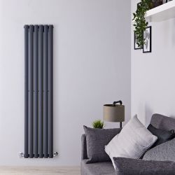 Revive - Anthracite Vertical Single-Panel Designer Radiator - 63" x 14"