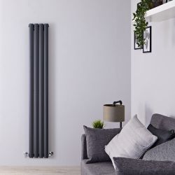 Revive - Anthracite Vertical Double-Panel Designer Radiator - 63" x 9.25"