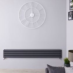 Revive - Anthracite Horizontal Double-Panel Designer Radiator - 9.25" x 63"