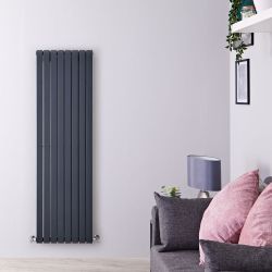 Sloane - Anthracite Vertical Double Flat-Panel Designer Radiator - 63" x 14"