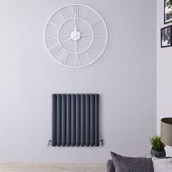 Revive - Anthracite Horizontal Double-Panel Designer Radiator - 25" x 23.5"