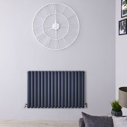 Revive - Anthracite Horizontal Double-Panel Designer Radiator - 25" x 39.25"