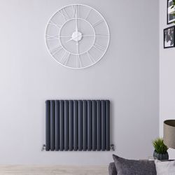 Revive - Anthracite Horizontal Double-Panel Designer Radiator - 25" x 32.5"