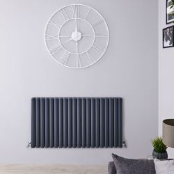 Revive - Anthracite Horizontal Double-Panel Designer Radiator - 25" x 46.5"