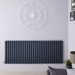 Revive - Anthracite Horizontal Double-Panel Designer Radiator - 25" x 64.75"
