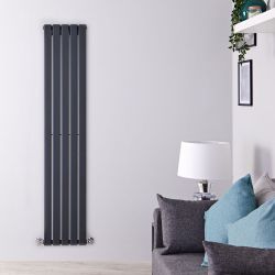 Delta - Anthracite Vertical Single Slim-Panel Designer Radiator - 63" x 13.75"
