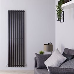 Revive - Black Vertical Single-Panel Designer Radiator - 63" x 18.5"