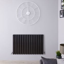 Revive - Black Horizontal Double-Panel Designer Radiator - 25" x 39.25"