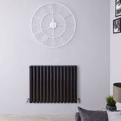 Revive - Black Horizontal Double-Panel Designer Radiator - 25" x 32.5"