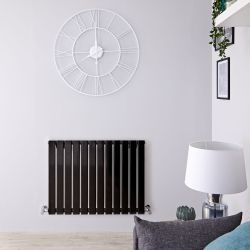 Delta - Black Horizontal Single Slim-Panel Designer Radiator - 25" x 33"